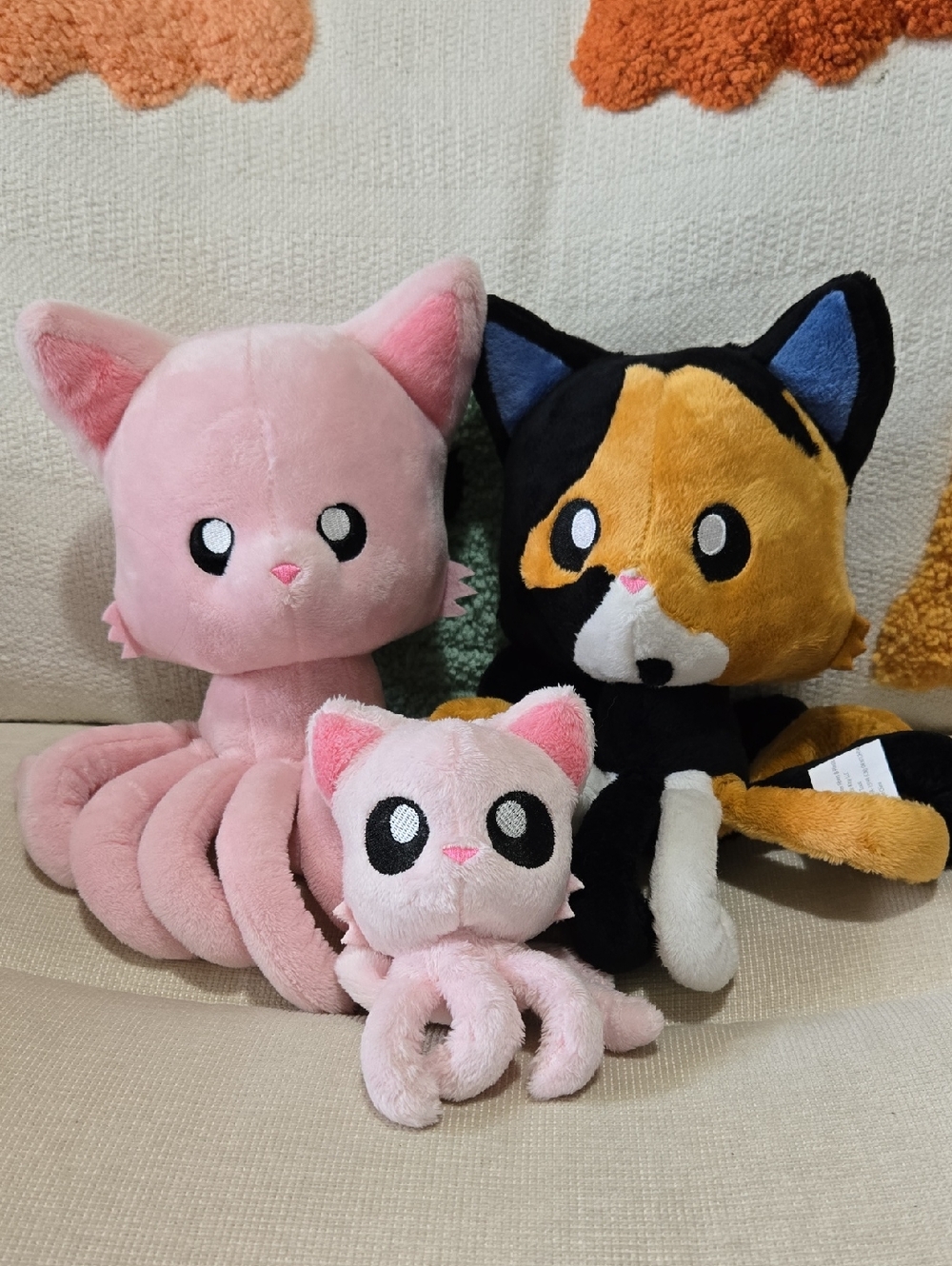 Tentacle Kitty Collectible Set of 3 Cat Octopus Plushies - Pink & Calico